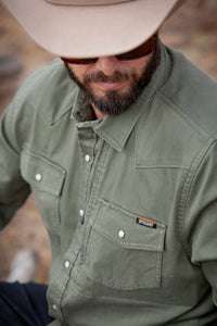 Earl Denim Shirt - Dusty Olive