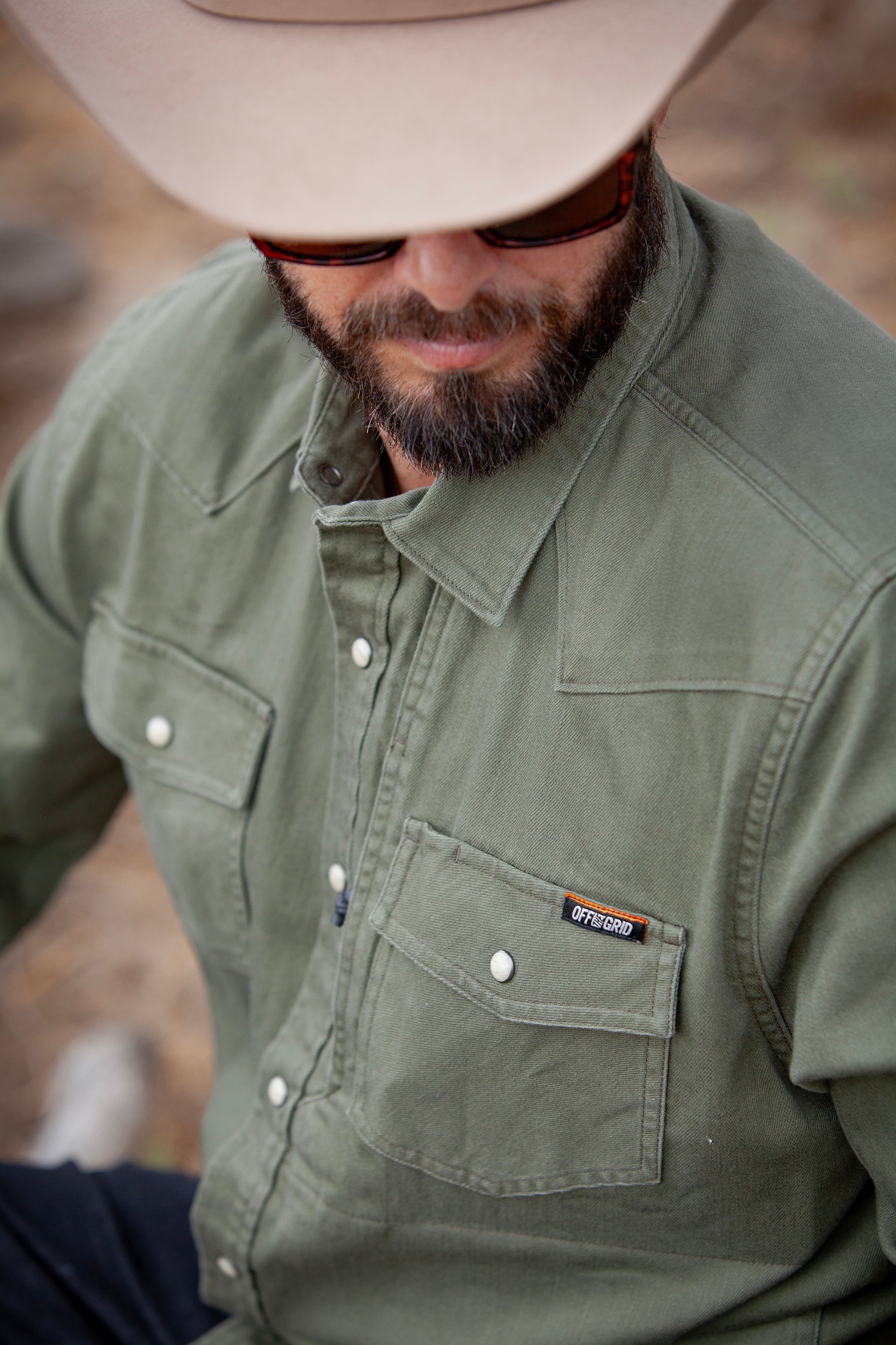 Earl Denim Shirt - Dusty Olive