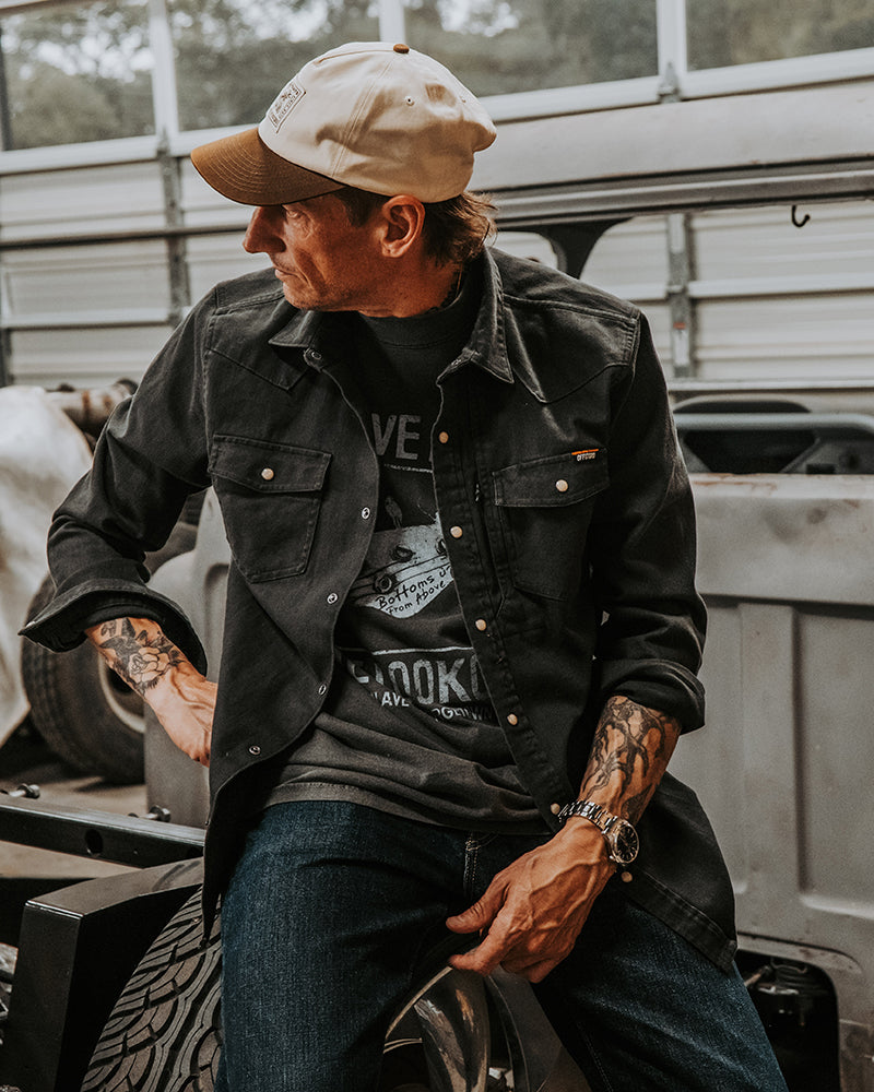 earl アール　ブラックデニム Earl Denim Shirt - Vintage Black – Off The Grid Surplus